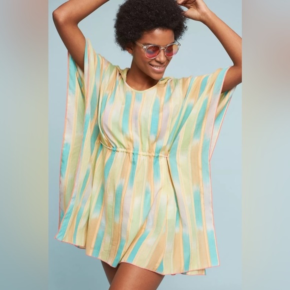 Anthropologie Lilka Yarn Dyed Holly Batwing-Sleeve Tunic Swim Coverup EUC XS/S - Picture 2 of 12